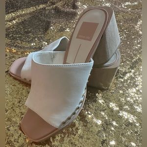 NWT. DOLCE VITA Ivory Studded Wooden Block Heel Clogs